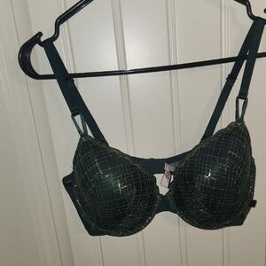 NWOT Victoria's Secret Dark Green Bra with Gold Detailing